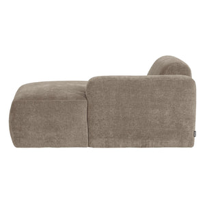 WOOOD Mojo Base chaise longue bank arm rechts rib Donkerzand