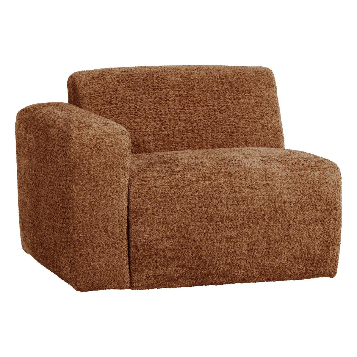 WOOOD Mojo Base 1-zits bank arm links wollig Roestbruin