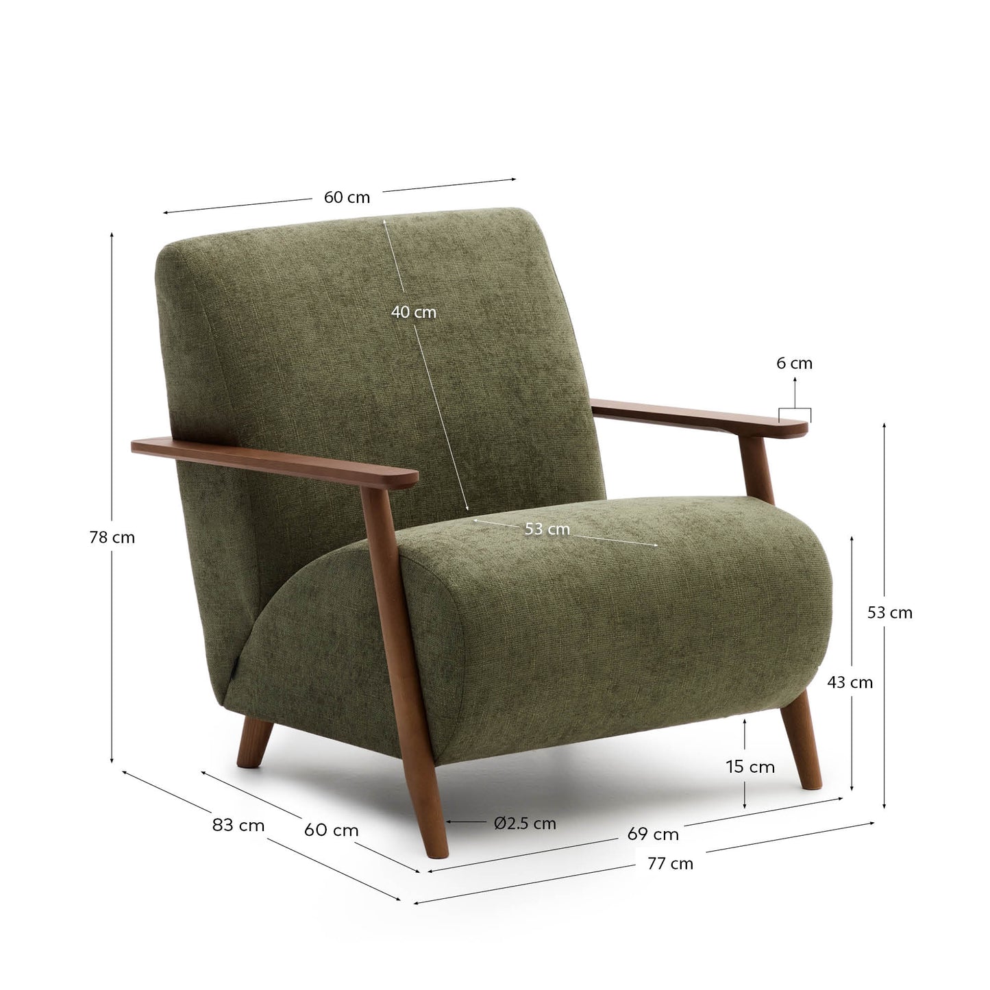 Kave Home Meghan fauteuil Green walnoot