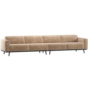 WOOOD Statement XL 4-zits bank 372 cm Chenille Velvet Perzikroze