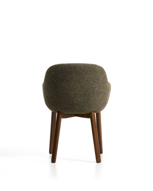 Kave Home Meila eetkamerstoel met arm chenille Green donker hout