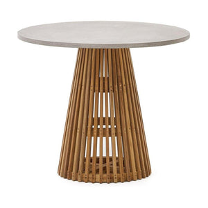 Kave Home Alcaufar tuintafel Ø90 cm Massief Teakhout en Grijs Cement
