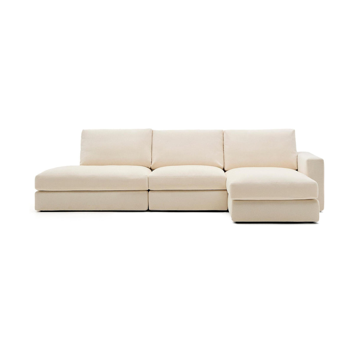 Kave Home Alea 5-zitsbank met chaise longue rechts Ecru