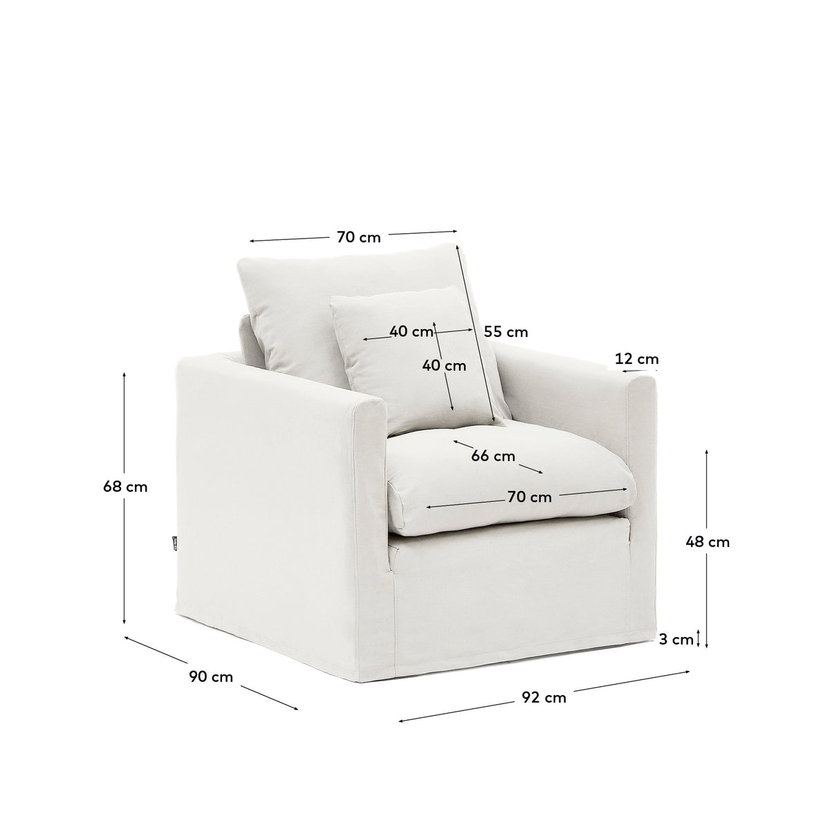 Kave Home Nora fauteuil 92x90 cm Ecru