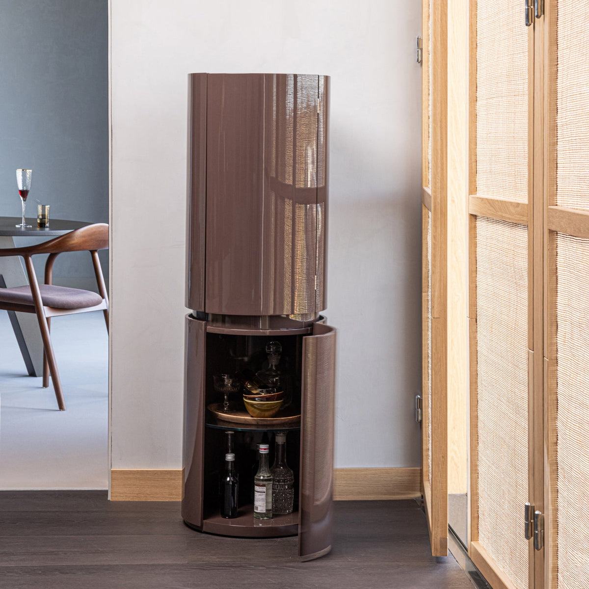 WOOOD Sera kast rond Ø45x135 cm Donkerbruin