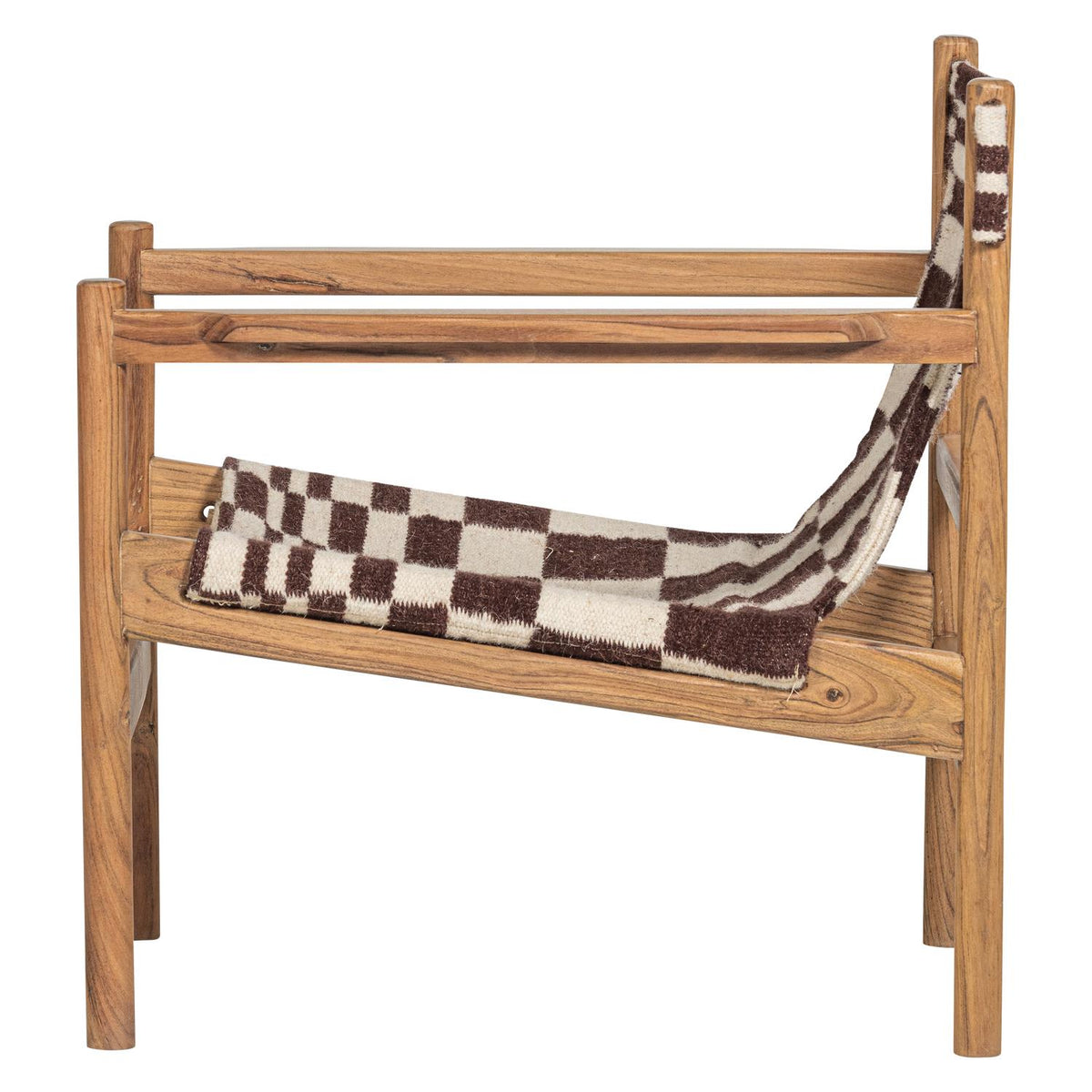 WOOOD Zano fauteuil hout bruin met kelim zitting Naturel