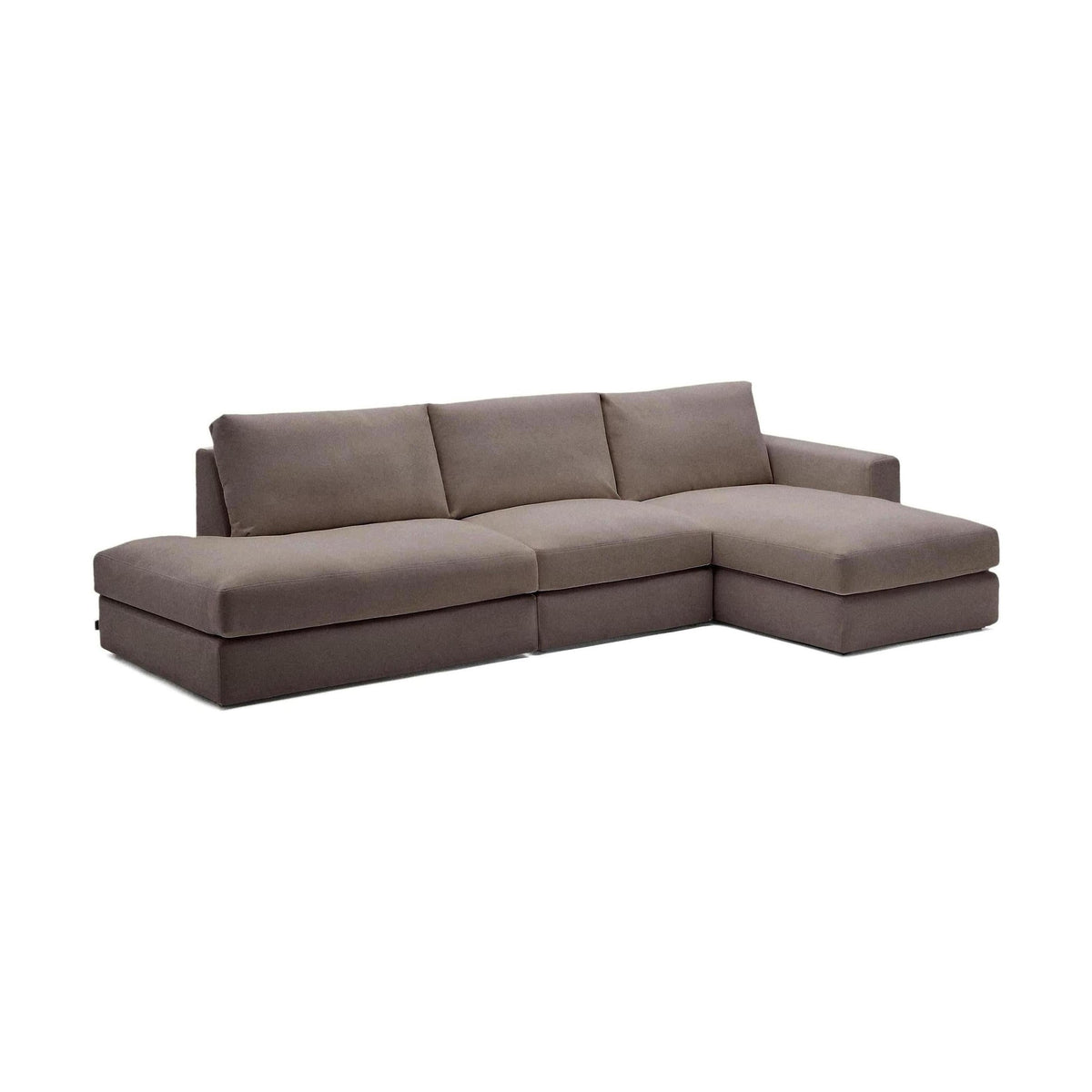 Kave Home Alea 5-zitsbank met chaise longue rechts Donkerbruin