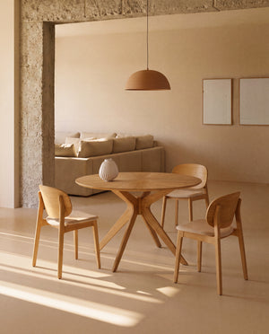 Kave Home Ludara eetkamerstoel chenille Grijs/Beige