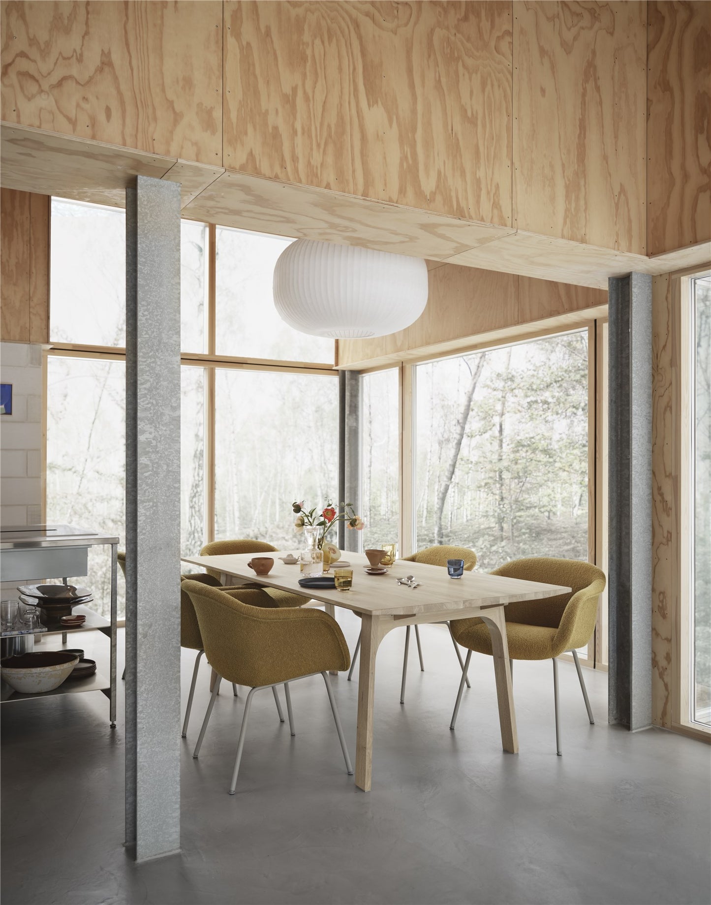 Muuto Fiber Soft eetkamerstoel gestoffeerd Vidar 693 swivel
