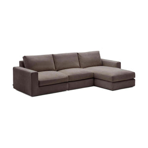 Kave Home Alea 4-zitsbank met chaise longue rechts Donkerbruin