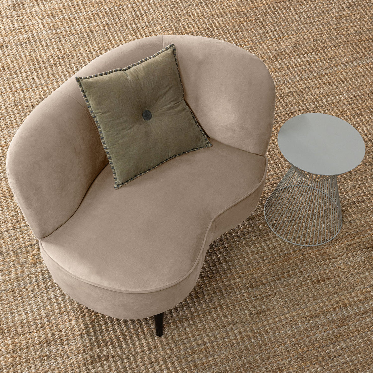 WOOOD Sara lounge fauteuil rechts velvet Khaki