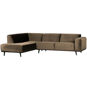 WOOOD Statement hoekbank links Velvet Taupe