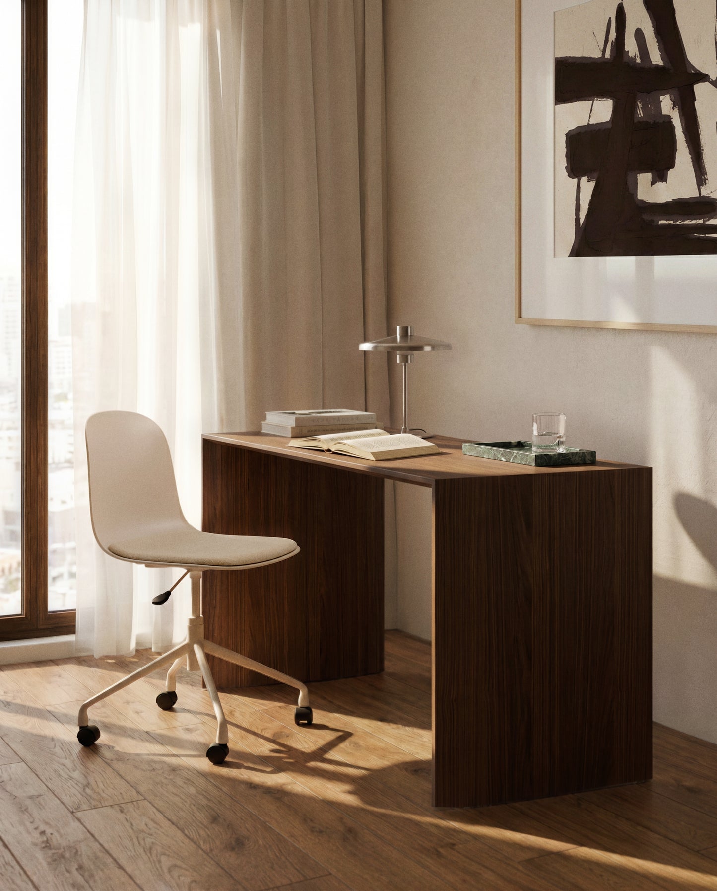 Kave Home Debari bureaustoel chenille Beige