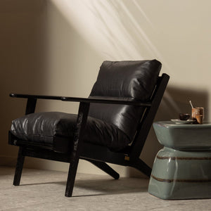 WOOOD Houston fauteuil leer Zwart