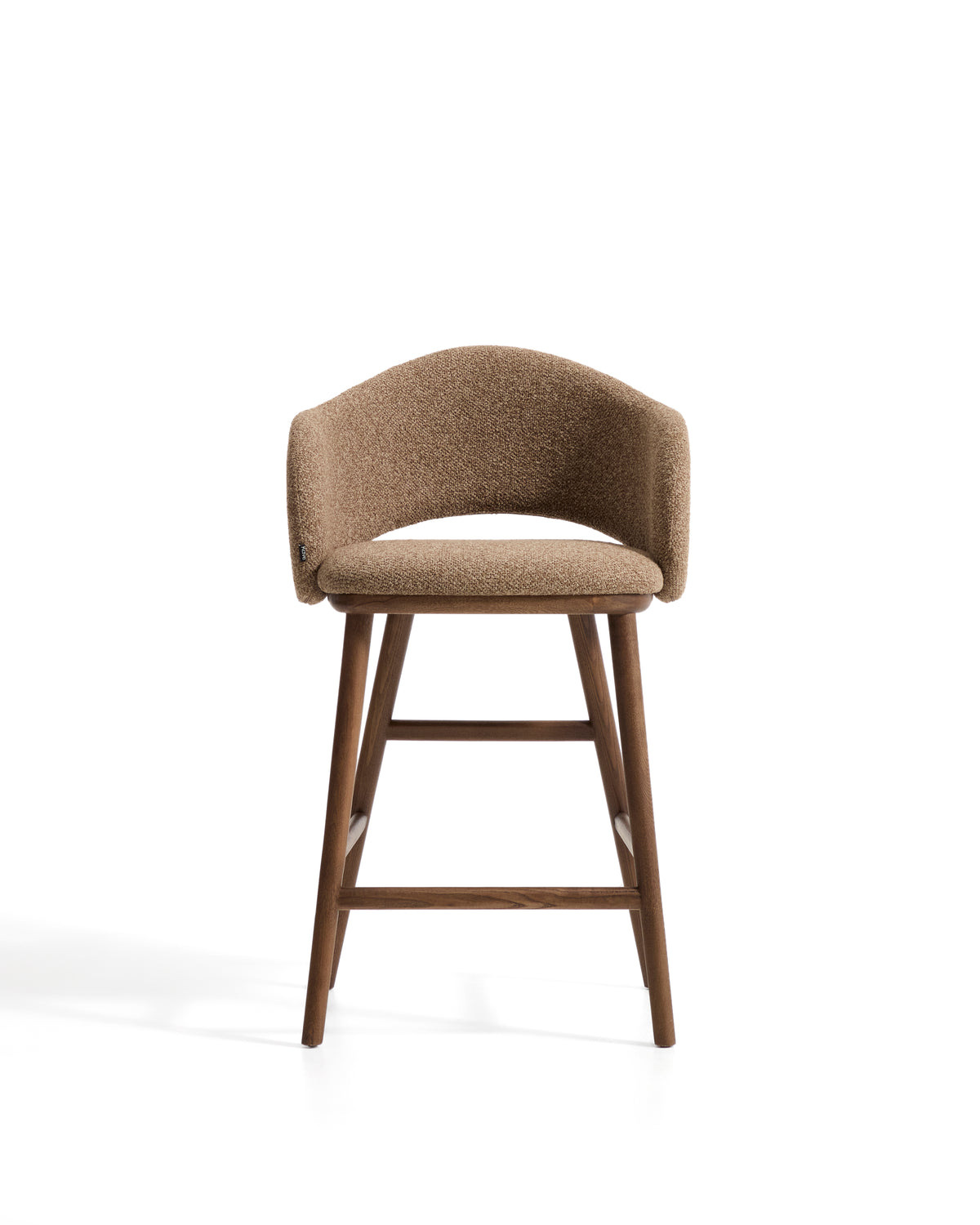 Kave Home Maina barkruk H65 dik chenille Bruin walnoot