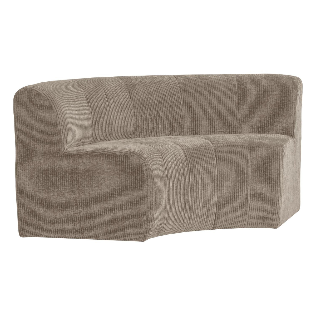 WOOOD Mojo Base eetbank halfronde hoek rugleuning rib Donkerzand