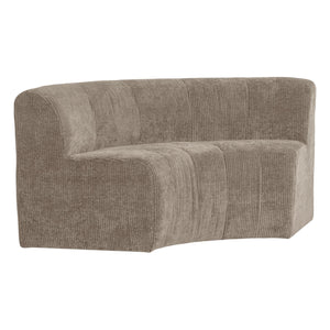 WOOOD Mojo Base eetbank halfronde hoek rugleuning rib Donkerzand