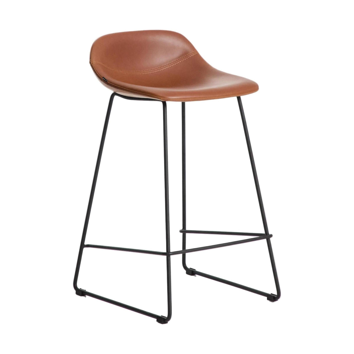 Kave Home Zahara barkruk H76 kunstleer Bruin