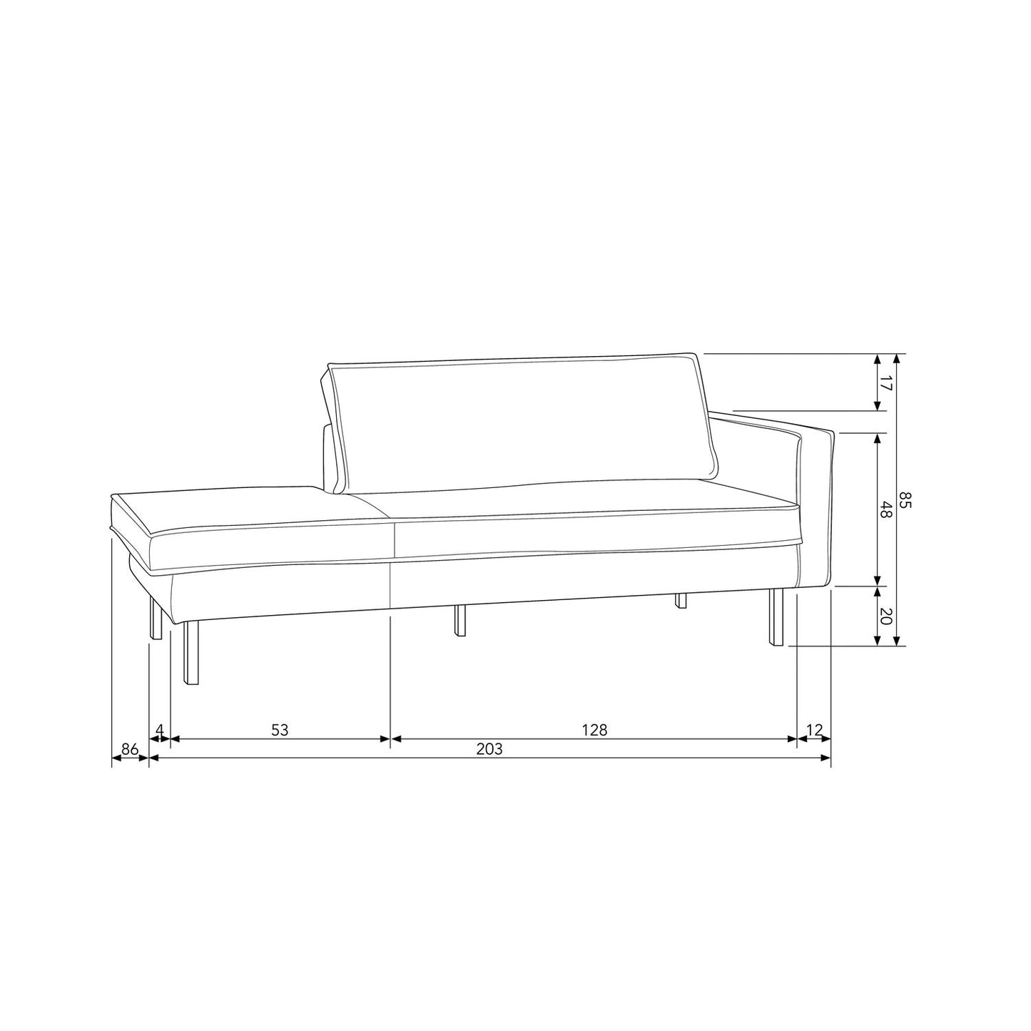 WOOOD Rodeo daybed rechts velvet Okergeel