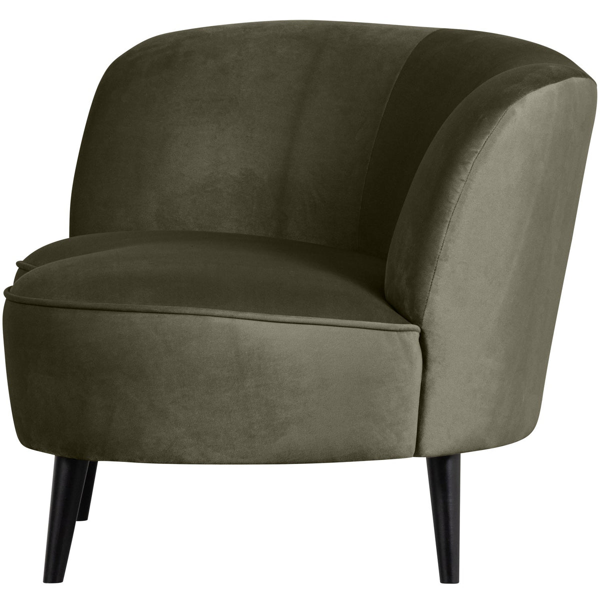 WOOOD Sara lounge fauteuil links velvet Warm Groen
