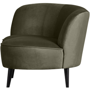 WOOOD Sara lounge fauteuil links velvet Warm Groen