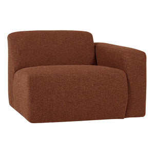 WOOOD Mojo Base 1-zits bank arm rechts bouclé Roestbruin