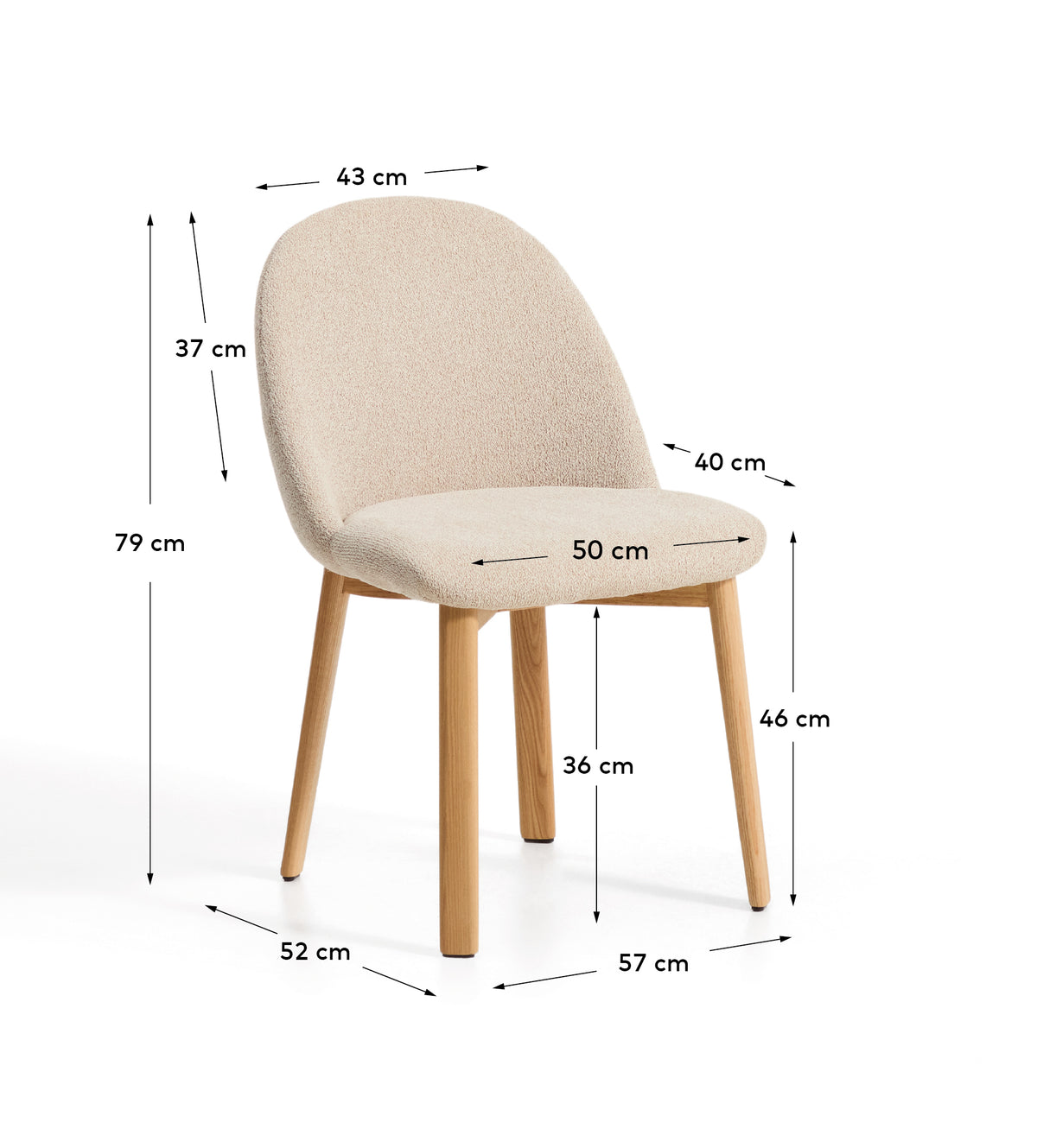 Kave Home Meila eetkamerstoel chenille Beige