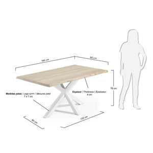 Kave Home Argo eettafel rechthoek 160x90 cm Natural/White