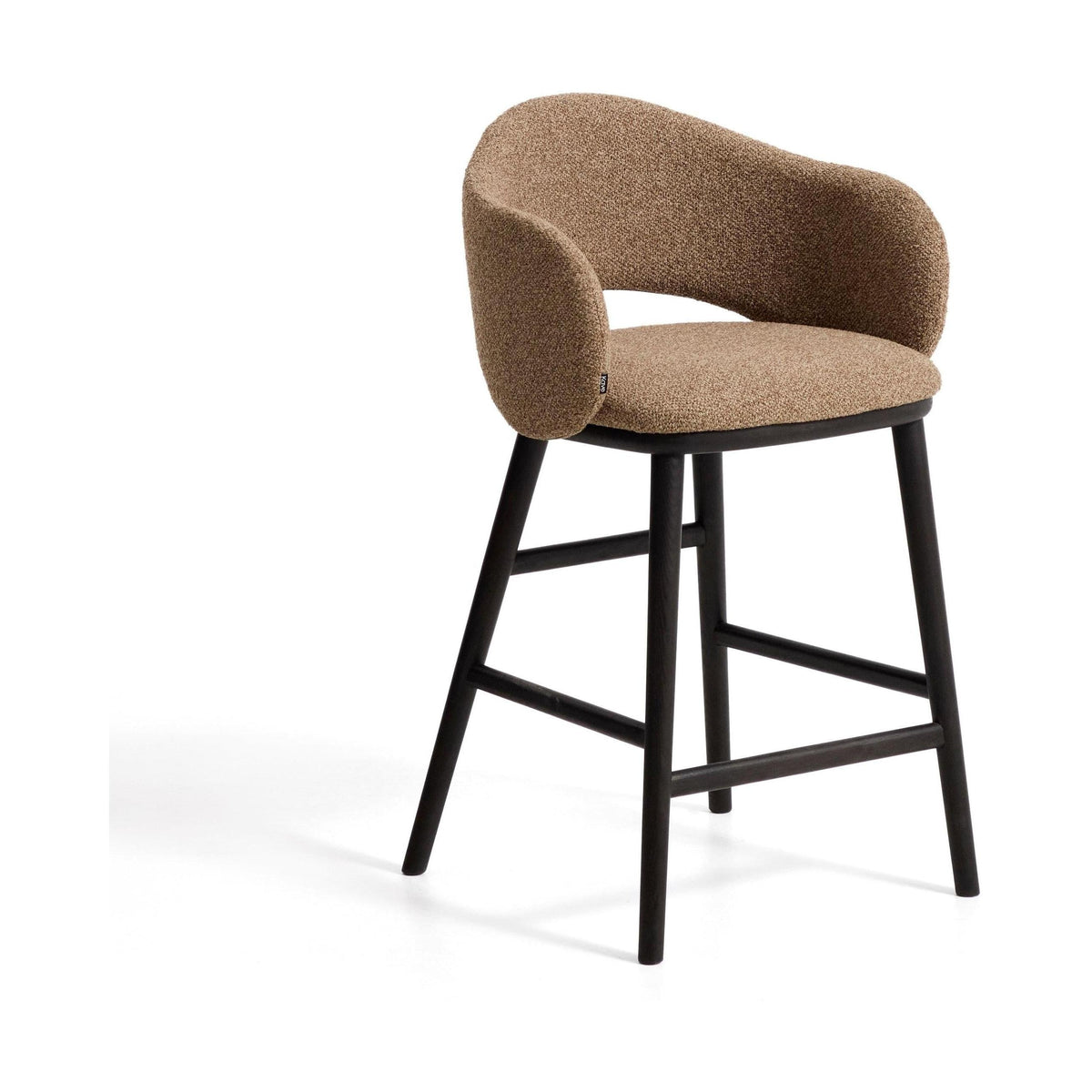 Kave Home Maina barkruk H65 dik chenille Bruin zwart