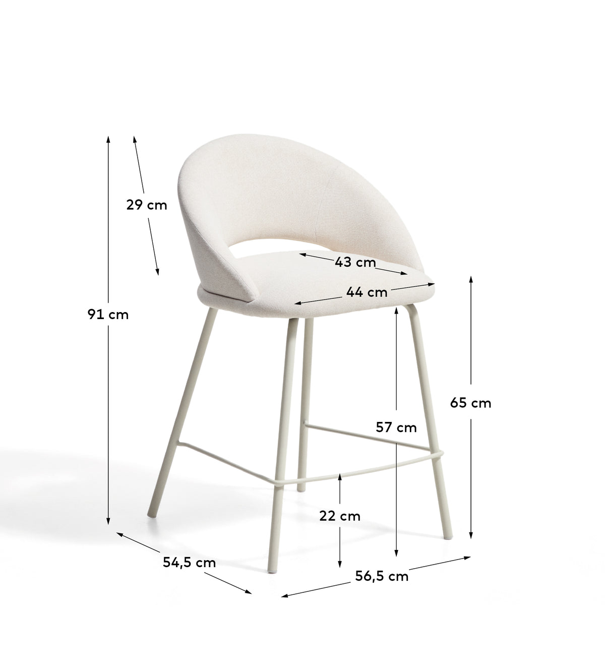 Kave Home Bonali barkruk H65 chenille Beige