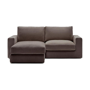 Kave Home Alea 3-zitsbank met chaise longue links Donkerbruin