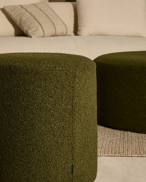 Kave Home Kaeli poef Ø90 cm bouclé Green
