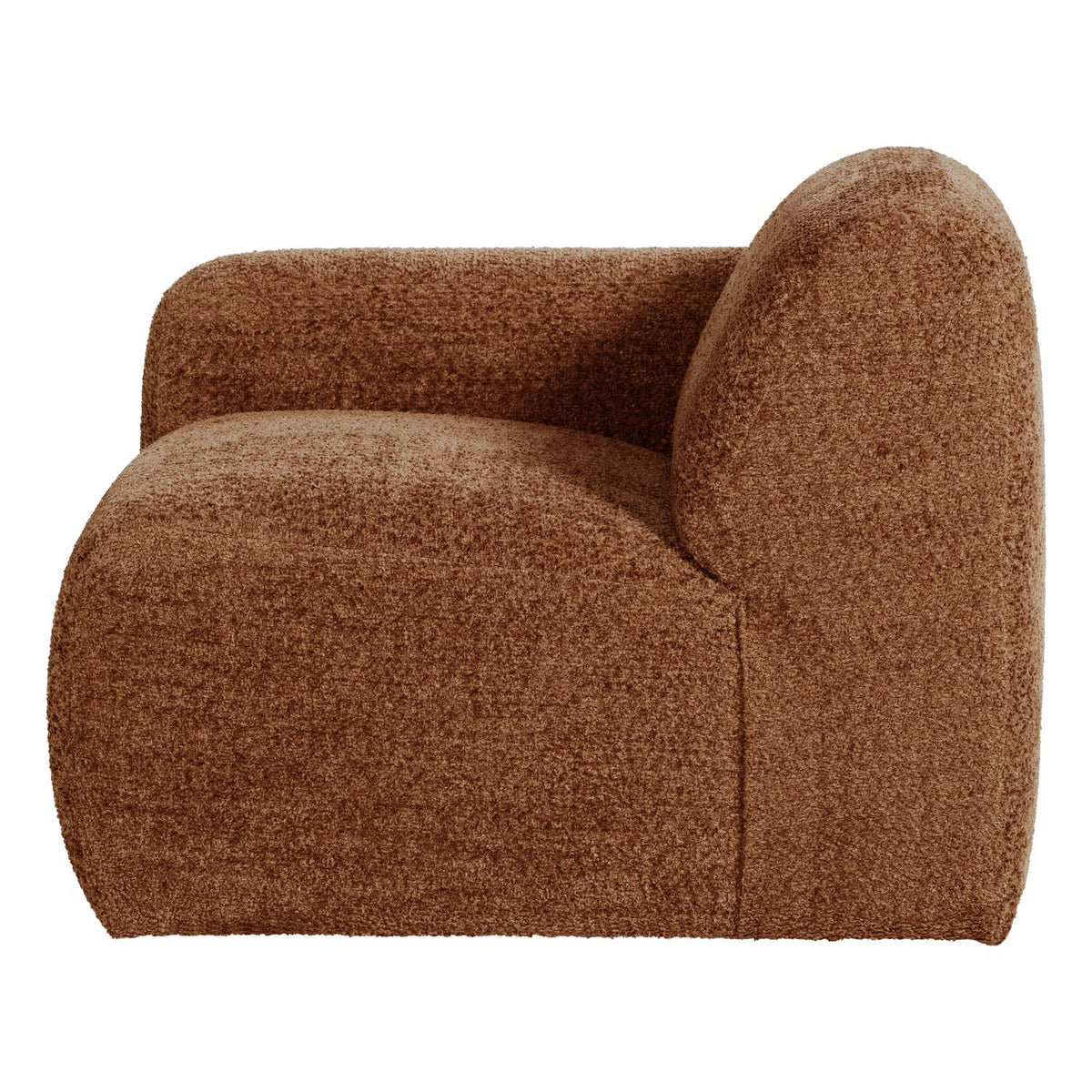WOOOD Mojo Base 1-zits bank arm links wollig Roestbruin
