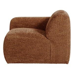 WOOOD Mojo Base 1-zits bank arm links wollig Roestbruin