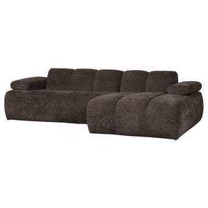 WOOOD Mojo chaise longue bank rechts ribstof Bruin