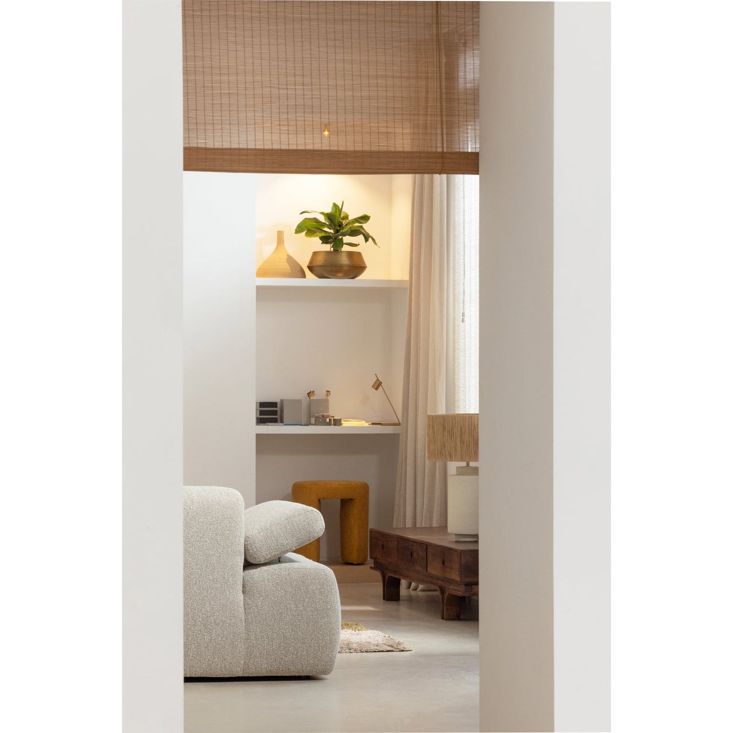 WOOOD Mojo chaise longue bank arm rechts bouclé Beige Melange