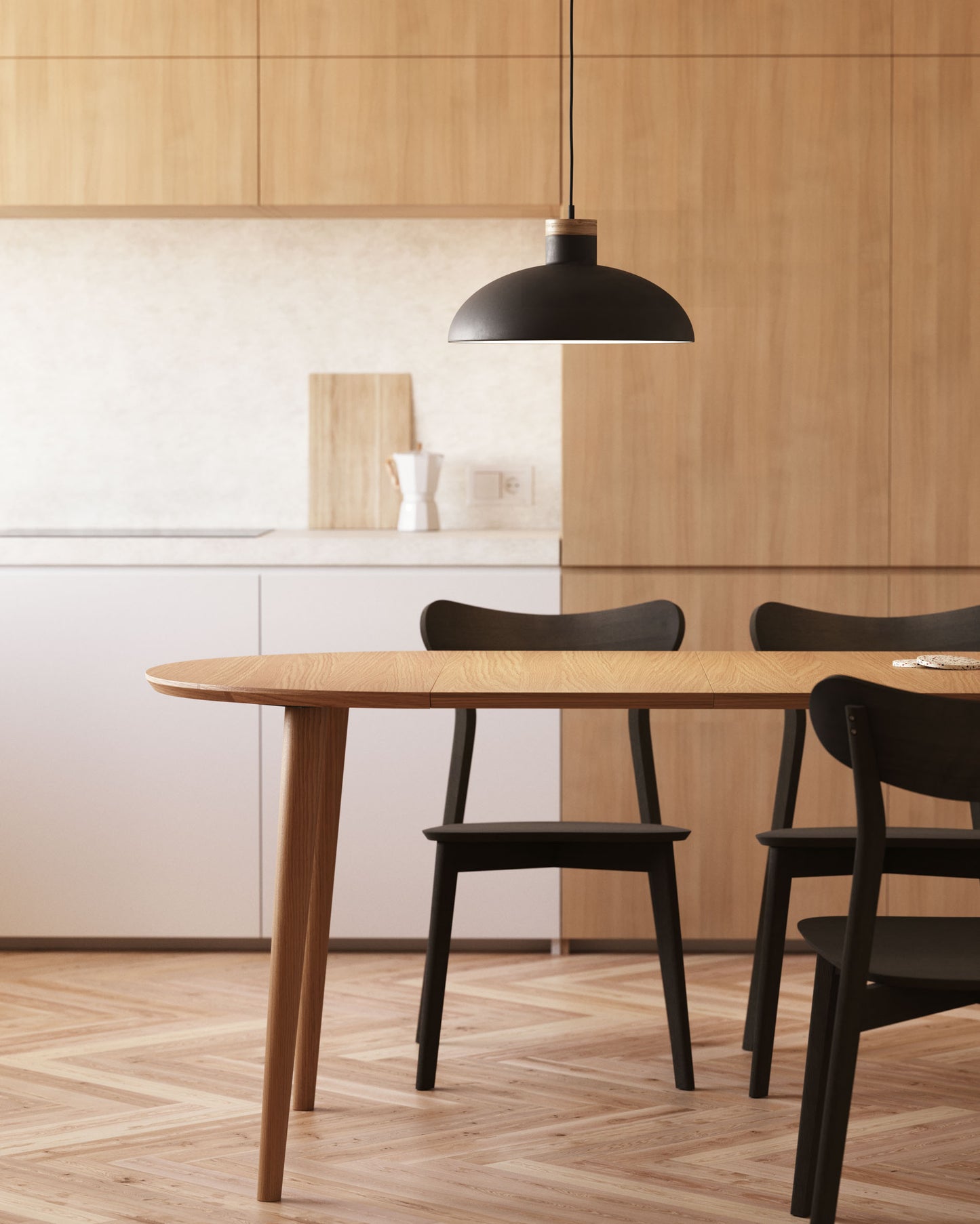 Kave Home Oqui eettafel uitschuifbaar rond Ø90 cm Natural