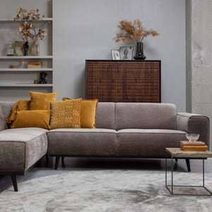 WOOOD Statement hoekbank links Ribstof Taupe