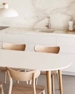 Kave Home Oqui eettafel uitschuifbaar rond Ø90 cm White/Natural