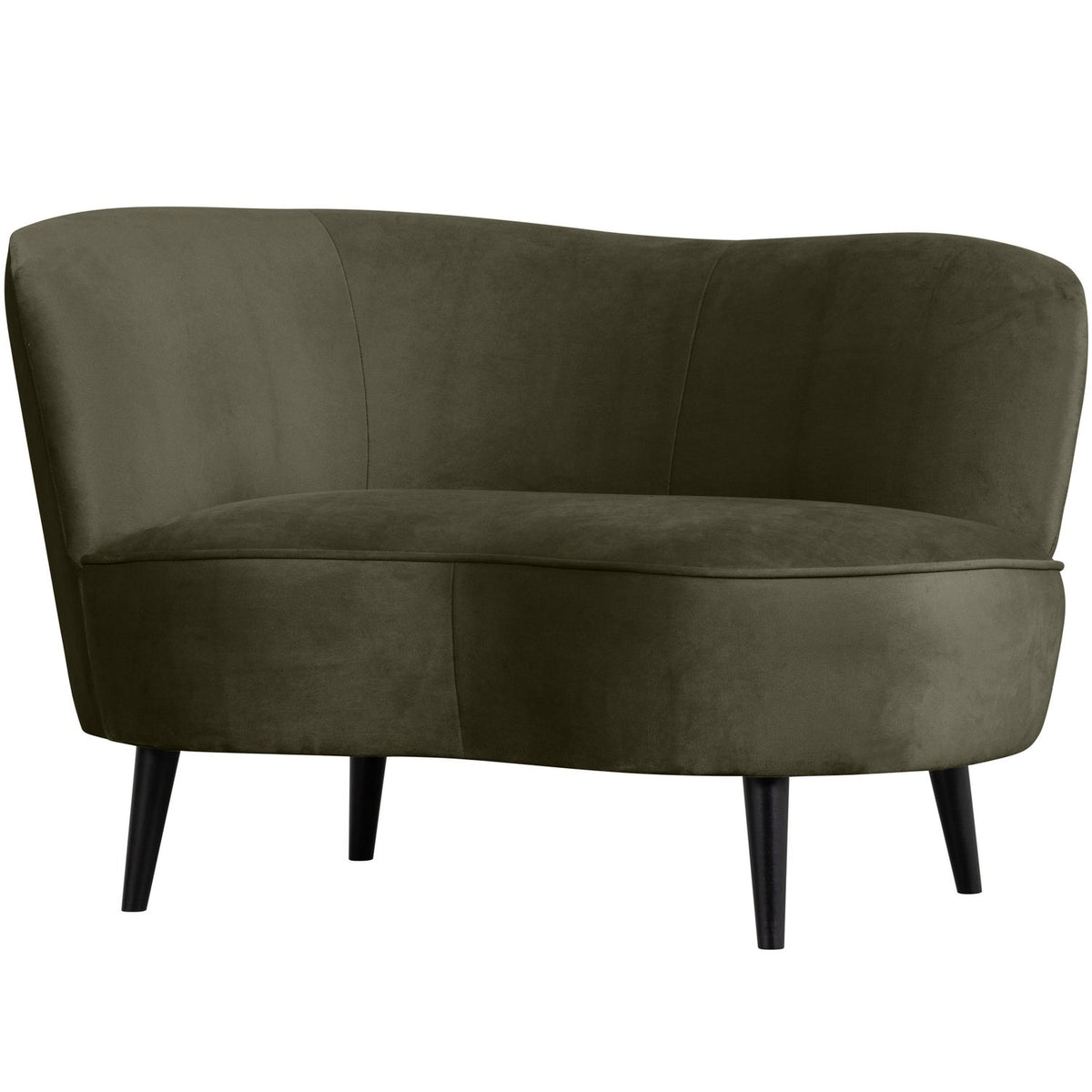 WOOOD Sara lounge fauteuil links velvet Warm Groen