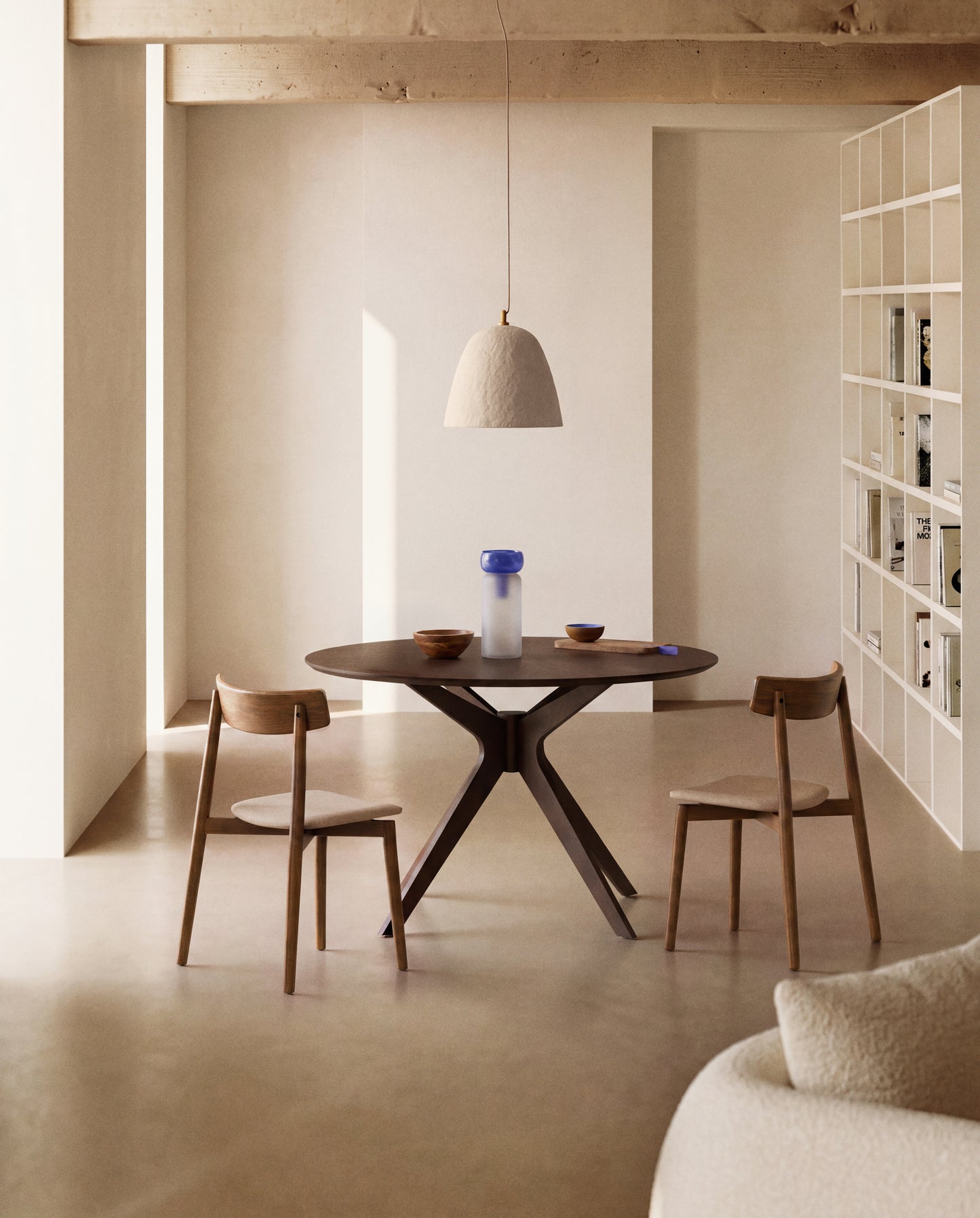 Kave Home Evera eetkamerstoel chenille Grey/Brown