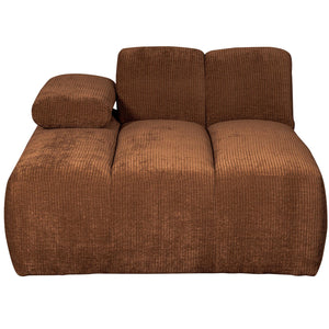 WOOOD Mojo chaise longue bank arm links ribstof Roestbruin