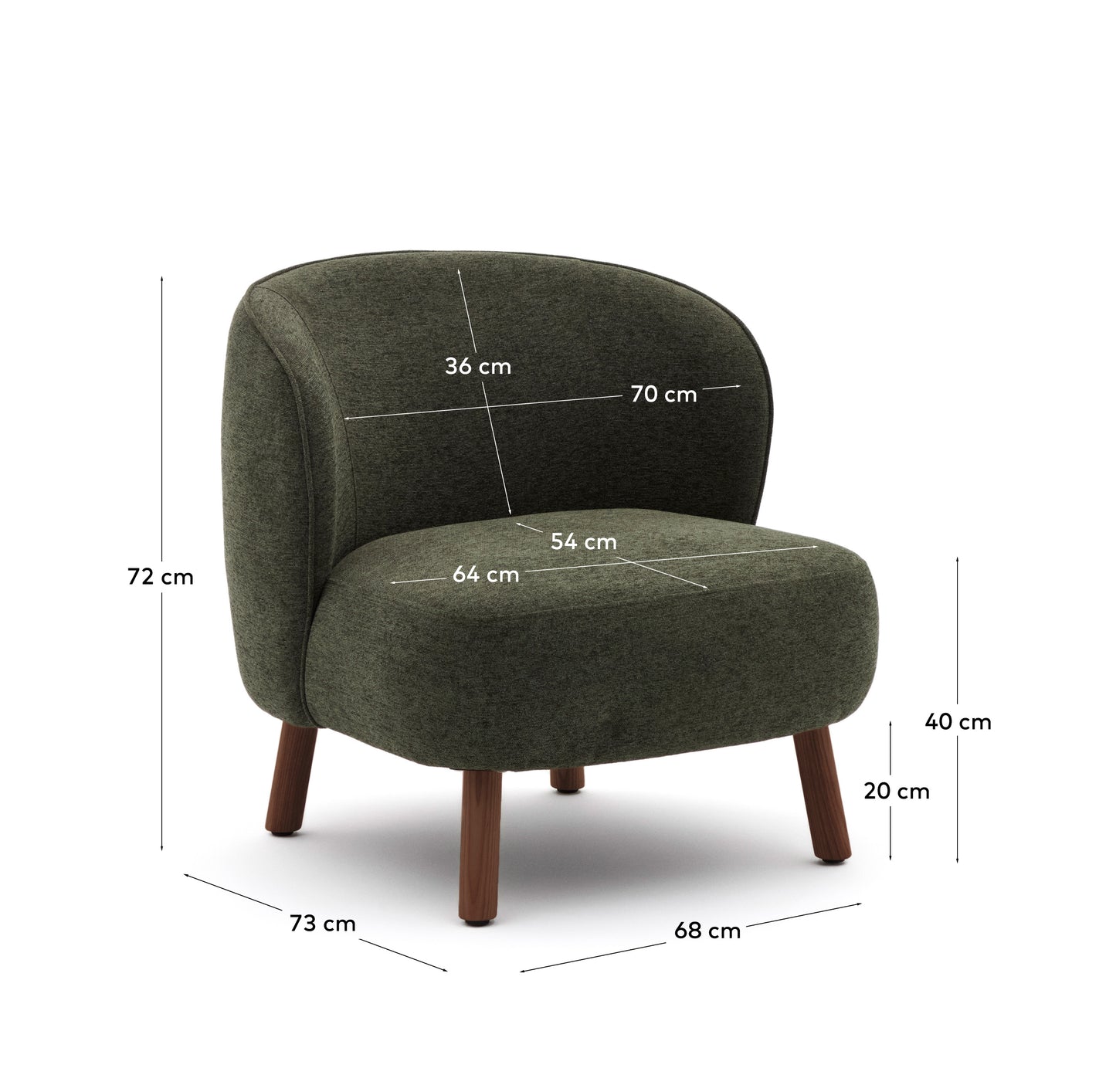 Kave Home Ulit fauteuil Green walnoot