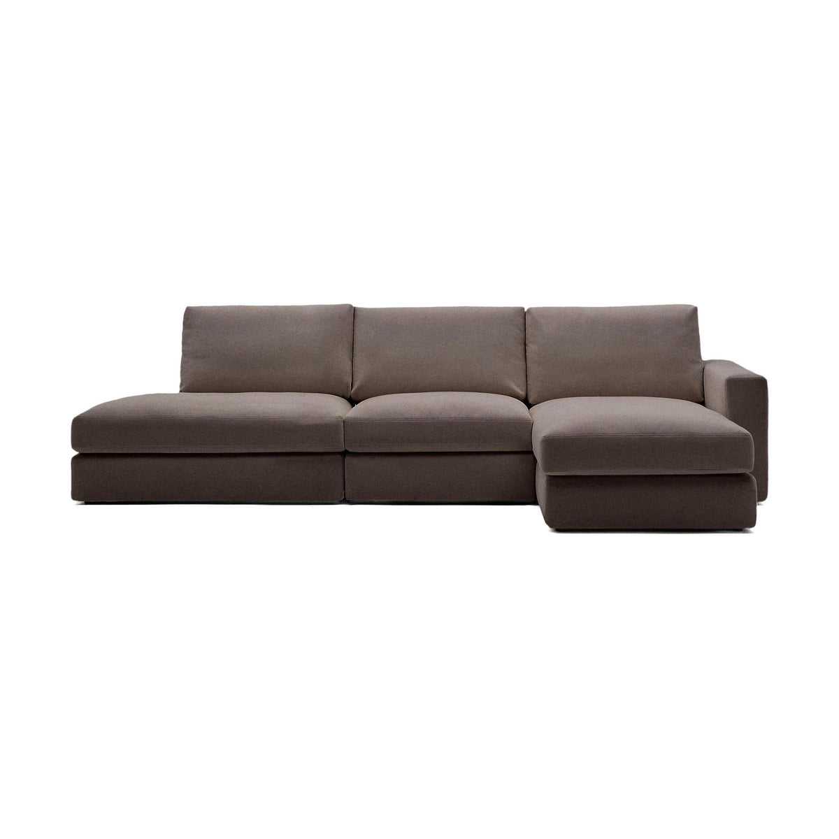 Kave Home Alea 5-zitsbank met chaise longue rechts Donkerbruin