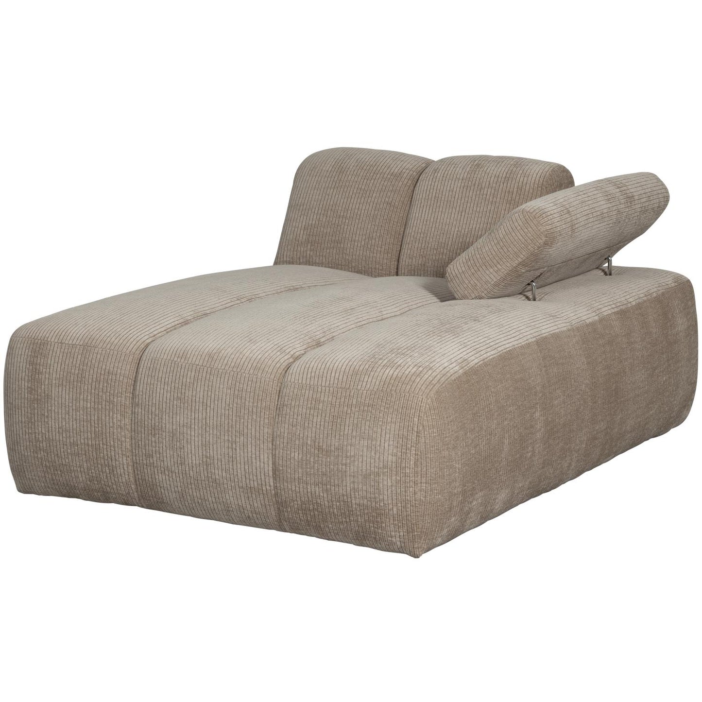 WOOOD Mojo chaise longue bank arm rechts ribstof Donkerzand