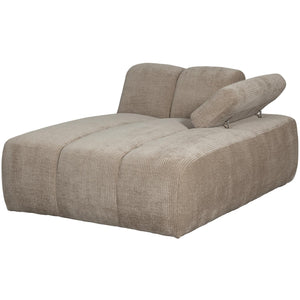 WOOOD Mojo chaise longue bank arm rechts ribstof Donkerzand