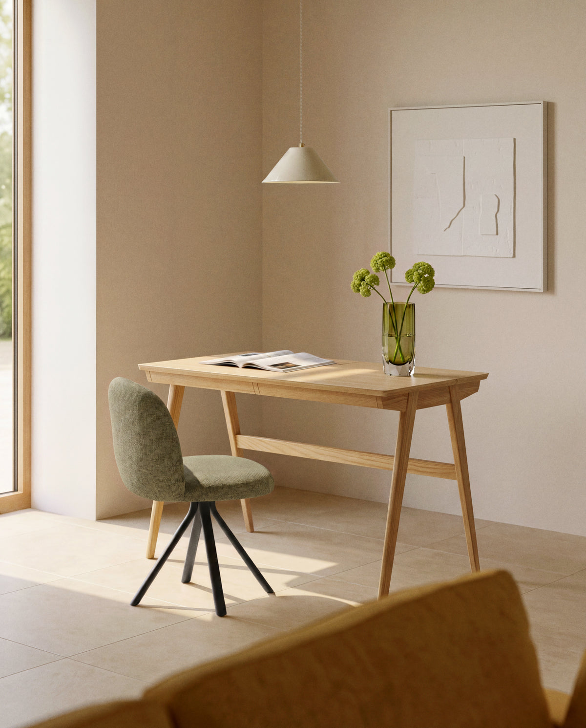 Kave Home Arino eetkamerstoel chenille Green