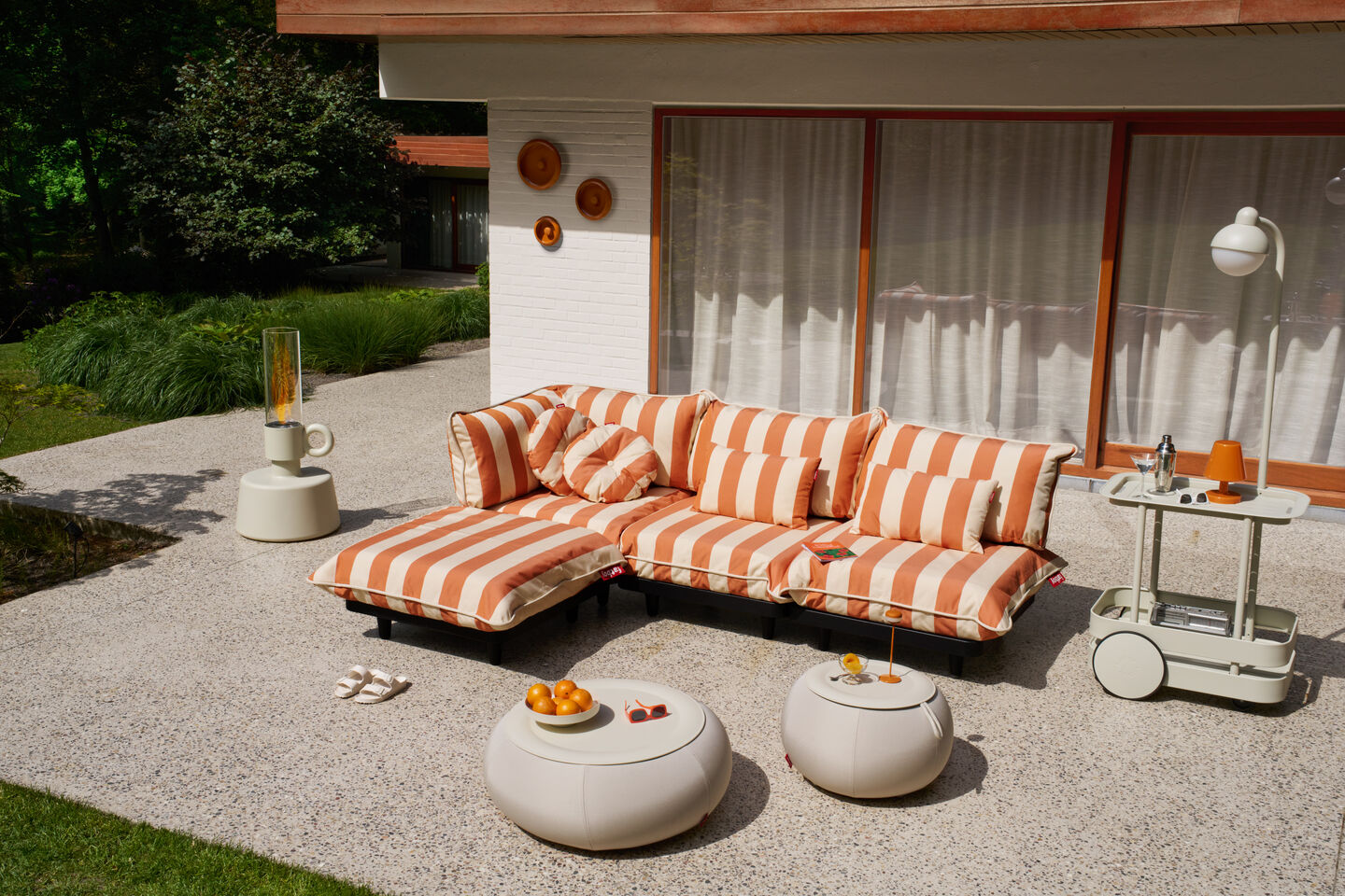 Fatboy Paletti loungestoel Stripe Orange Creme
