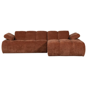 WOOOD Mojo chaise longue bank rechts ribstof Roestbruin