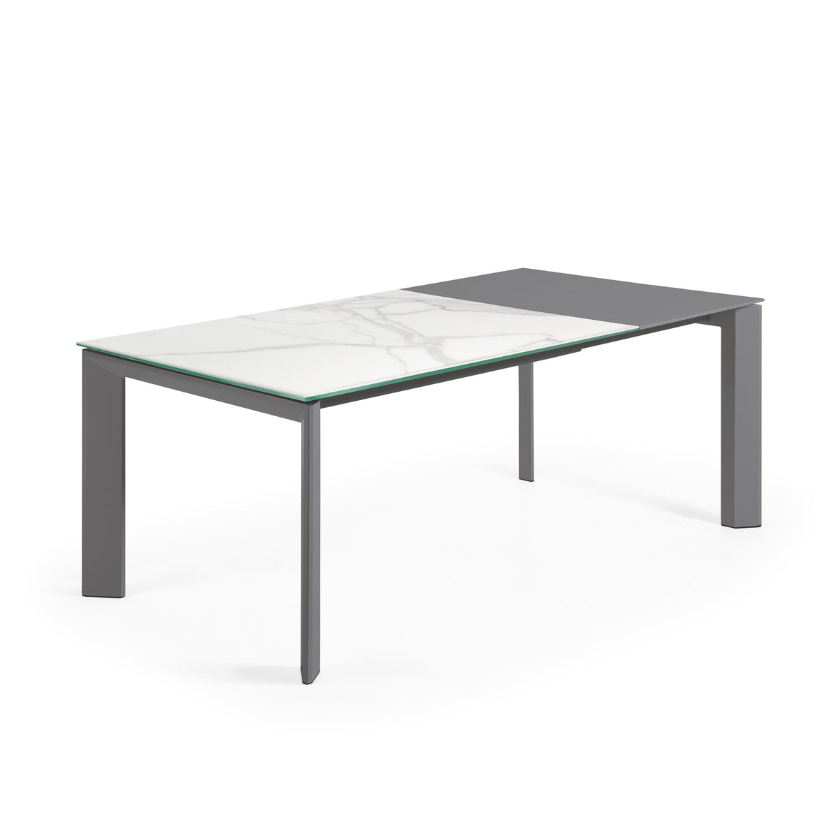 Kave Home Axis eettafel uitschuifbaar 140/180x90 cm Wit/Grijs